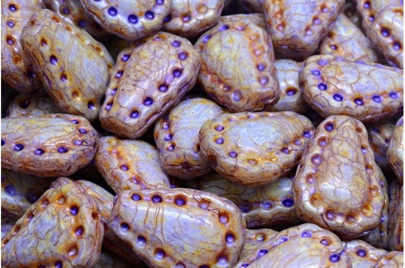 Lacy Tear Beads, White 65328 (02010-65328), Glass, Czech Republic