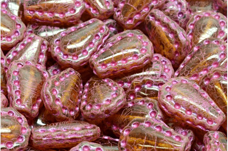 レースティアビーズ、透明オレンジトラバーチン 43807 (10060-86800-43807)、ガラス、チェコ共和国