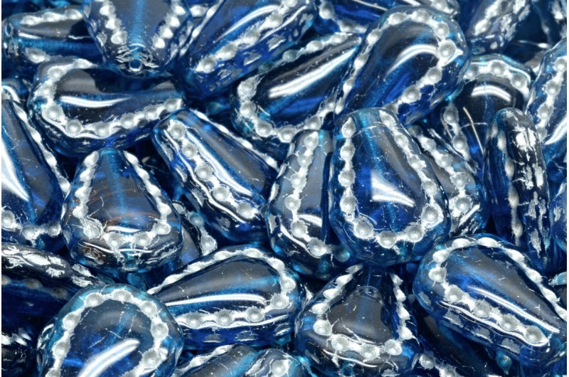 レースティアビーズ、透明アクア 54201 (60080-54201)、ガラス、チェコ共和国