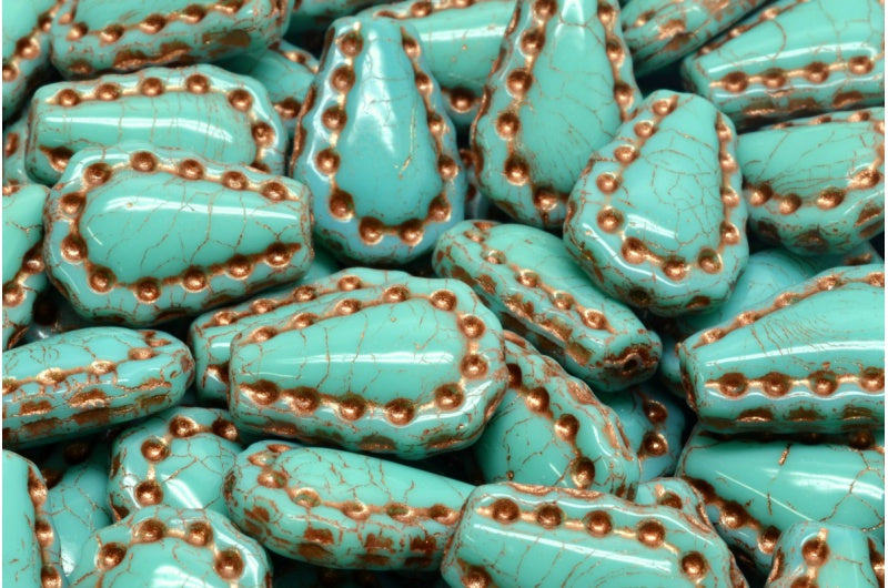 レースティアビーズ、ターコイズ 43805 (63130-43805)、ガラス、チェコ共和国