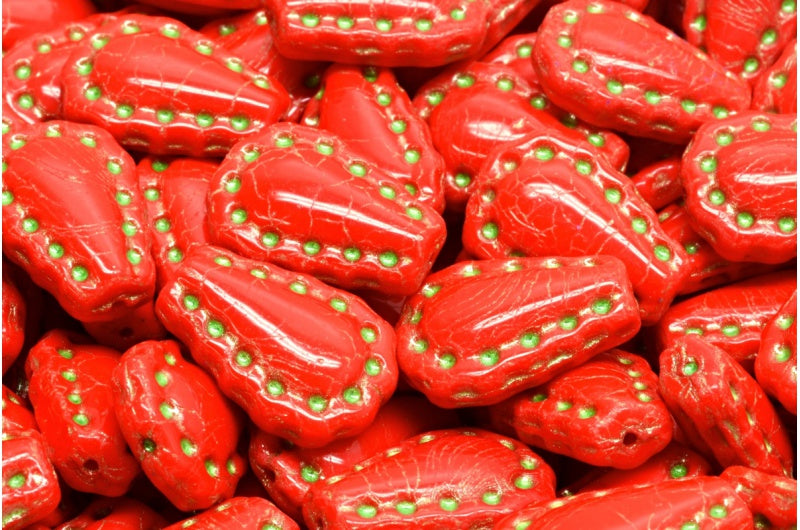 レースティアビーズ、不透明レッド 43813 (93200-43813)、ガラス、チェコ共和国