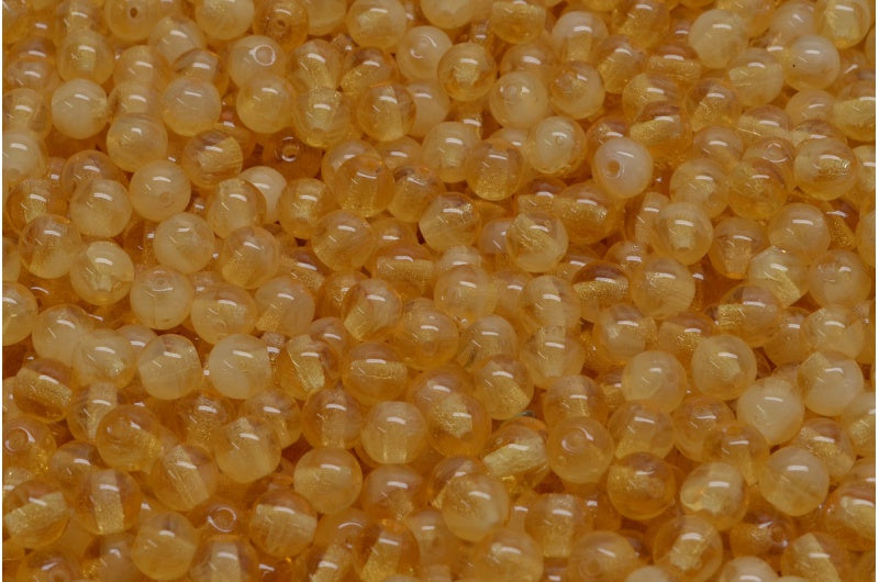 Round Druck Beads 4mm, 10020 White (10020-02010), Glass, Czech Republic