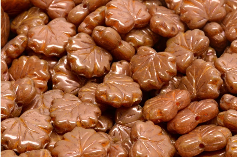 メープルリーフビーズ、93149 パープル (93149-15726)、ガラス、チェコ共和国