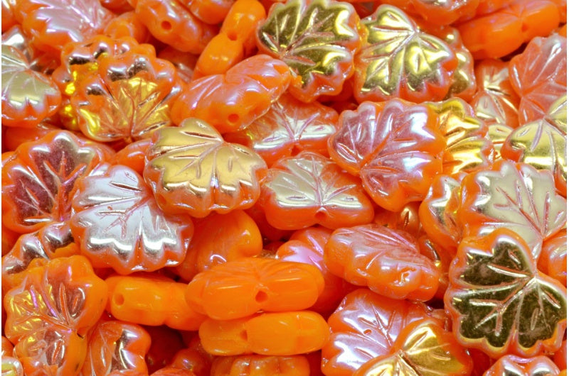 メープルリーフビーズ、93149 Ab Full(2X Side)(93149-28703)、ガラス、チェコ共和国