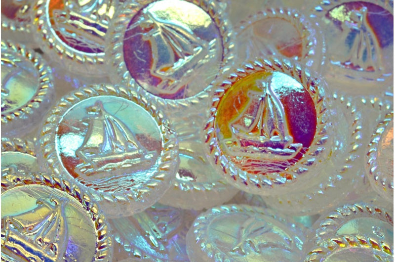 Boat Medallion, Crystal Ab Full (2X Side) (00030-28703), Glass, Czech Republic