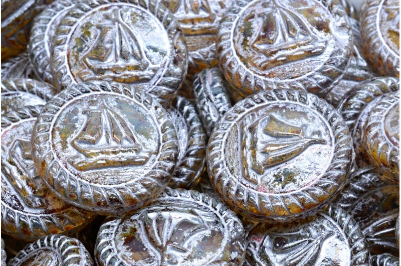 Boat Medallion,Crystal Travertin 54201 (00030-86800-54201),玻璃,捷克共和国