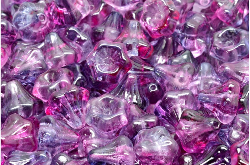Flower Bell Beads, Crystal 48021 (00030-48021), Glass, Czech Republic