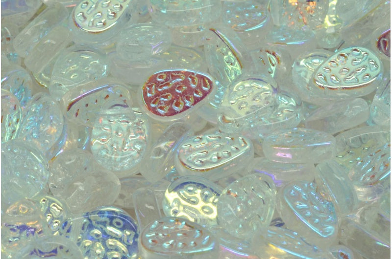 フラットドットティアドロップビーズ、クリスタルAb(00030-28701)、ガラス、チェコ共和国