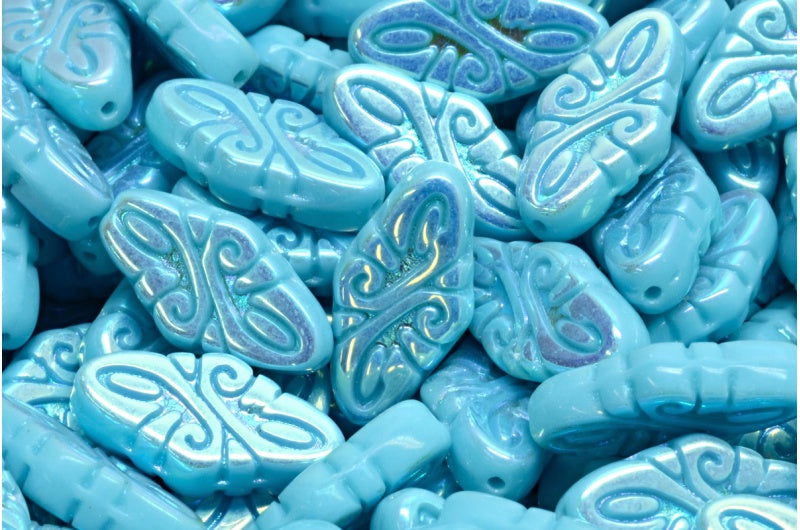 Arabesque Beads, Blue Ab Full (2X Side) (63020-28703), Glass, Czech Republic