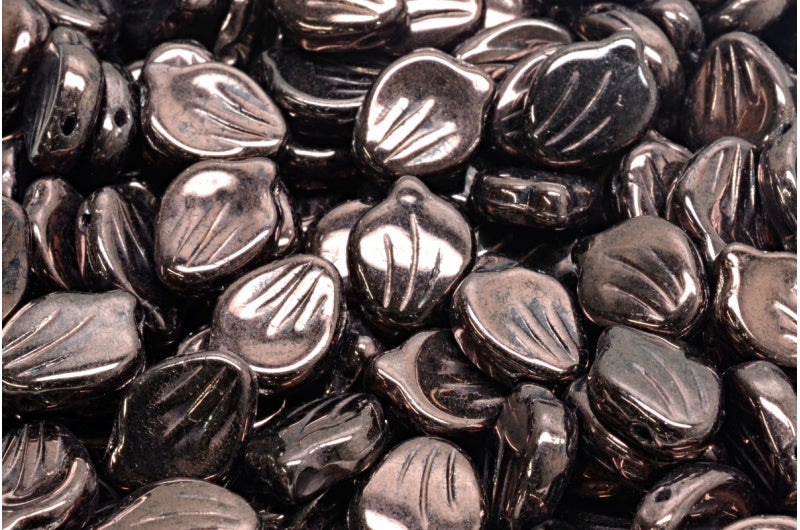 OUTLET 10 grams Peony Petal Beads, 9 x 12 mm, Black Purple Luster (23980-15726), Glass, Czech Republic