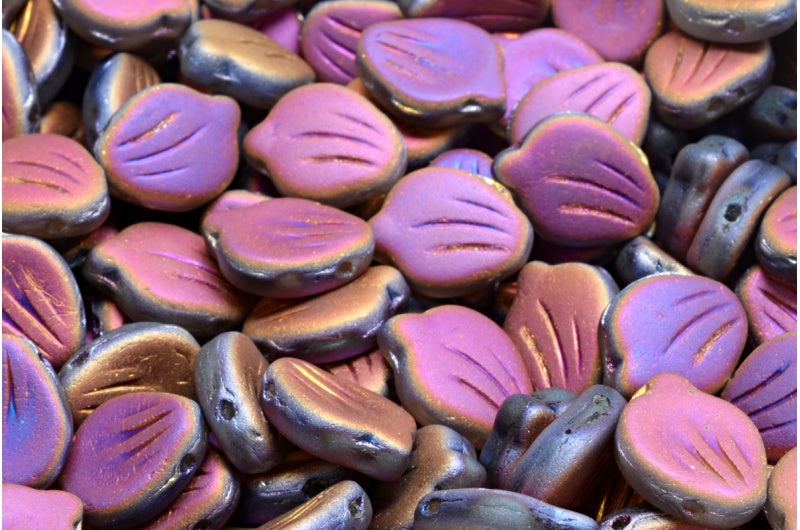 牡丹の花びらビーズ、R0032 マットスリペリット フル(2Xサイド)(R0032-84100-29503)、ガラス、チェコ共和国