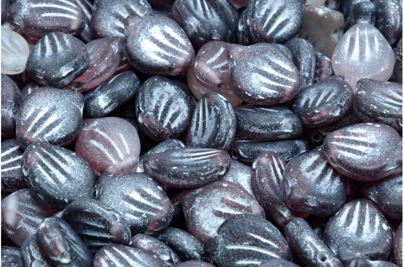 牡丹の花びらビーズ、R0239 マットシルバーライン(R0239-84100-54301)、ガラス、チェコ共和国