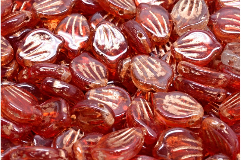 Peony Petal Beads, R0908 Copper Lined (R0908-54318), Glass, Czech Republic
