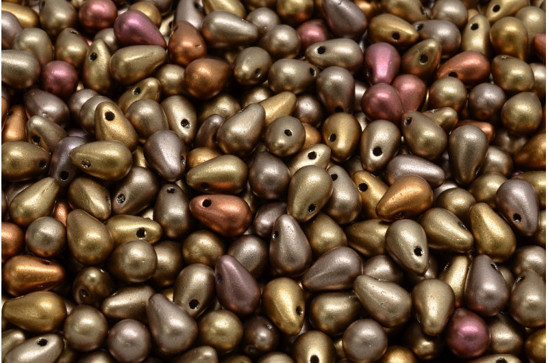 ドロップビーズ、クリスタル銅ゴールドアイリス(00030-01610)、ガラス、チェコ共和国