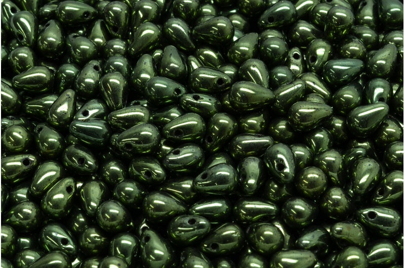 ドロップビーズ、ブラックラスターレッドフルコーティング(23980-14495)、ガラス、チェコ共和国