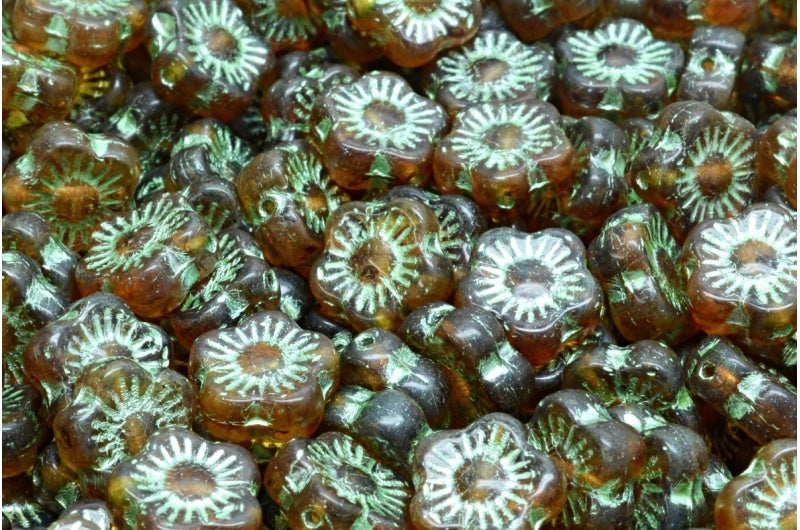 日落花珠,R0021 Travertin 54322 (R0021-86800-54322),玻璃,捷克共和国