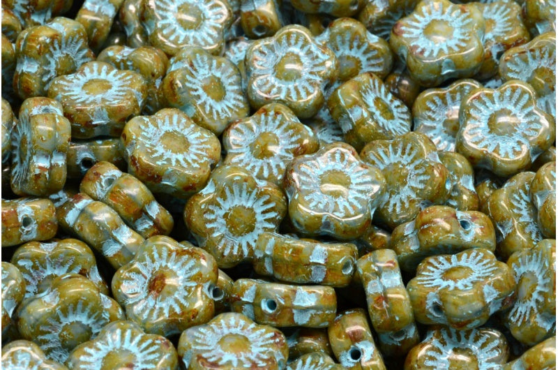 日落花珠,R2332 石灰华淡蓝色内衬 (R2332-86800-54308),玻璃,捷克共和国