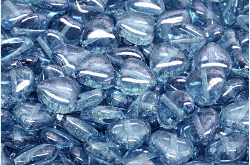 Heart Beads, Crystal Terracotta Blue (00030-15464), Glass, Czech Republic