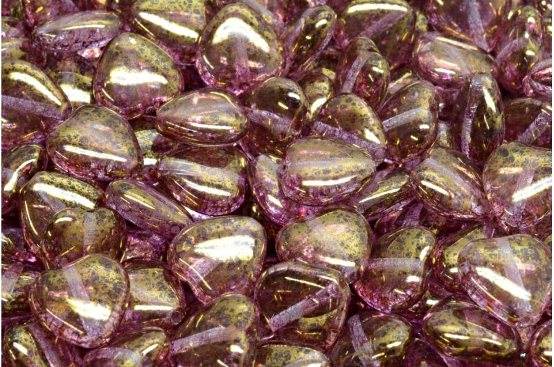 Heart Beads, Crystal Terracotta Violet (00030-15496), Glass, Czech Republic
