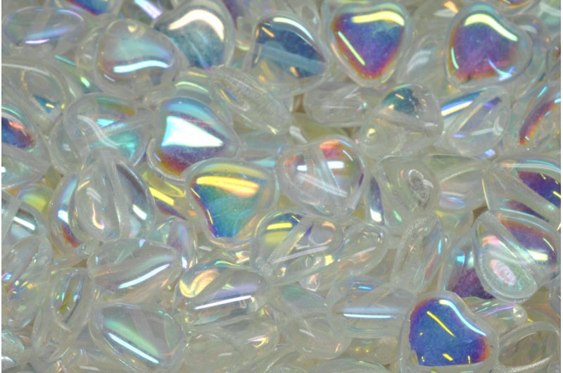 Heart Beads, Crystal Ab (00030-28701), Glass, Czech Republic
