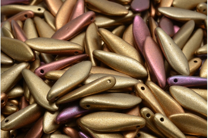 ダガービーズ、クリスタルイエローゴールドメタリックアイリス(00030-01620)、ガラス、チェコ共和国