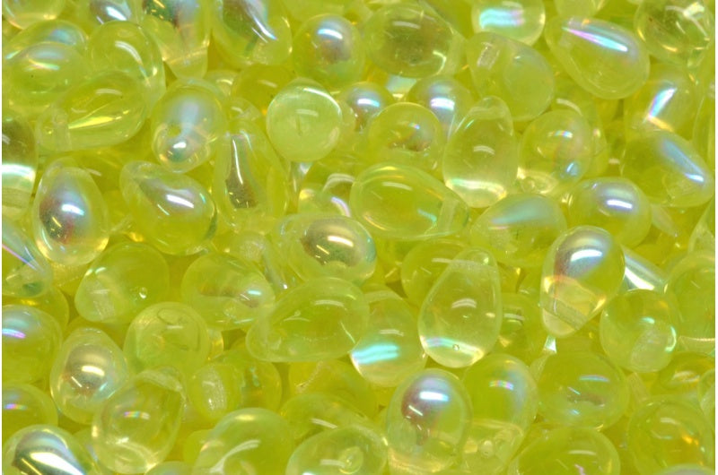 ドロップビーズ、透明イエローAb(80130-28701)、ガラス、チェコ共和国