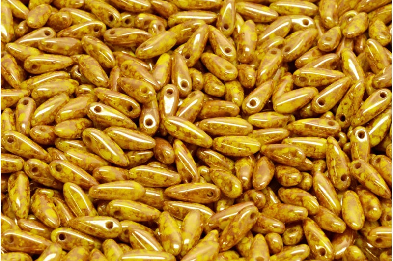 匕首珠,黄色兵马俑紫罗兰色 (83120-15496),玻璃,捷克共和国