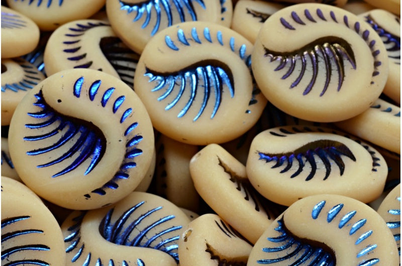 化石コインビーズ、ベージュ 29903 マット (11111-29903-84100)、ガラス、チェコ共和国