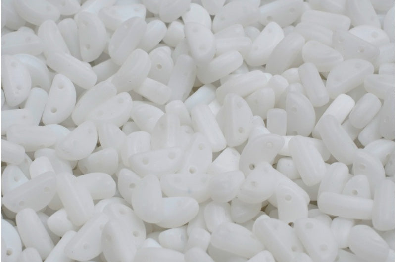 Half Moon Beads, White Matte (02010-84100), Glass, Czech Republic