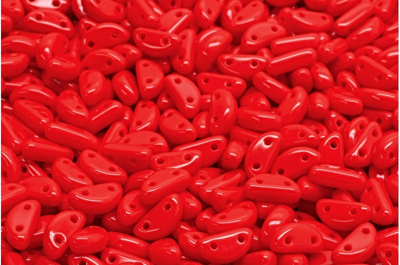 Half Moon Beads, Red (93190), Glass, Czech Republic