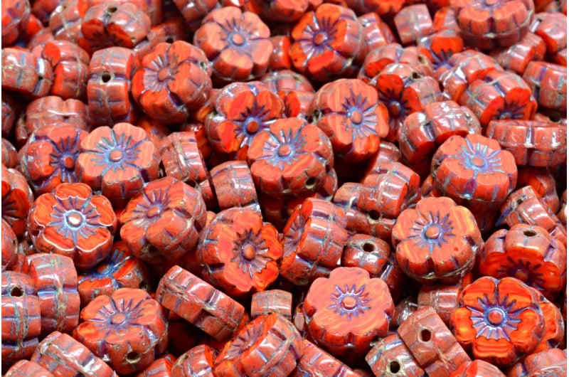 Table Cut Hawaii Flower Beads, R9316 Travertin (R9316 86800), Glass, Czech Republic