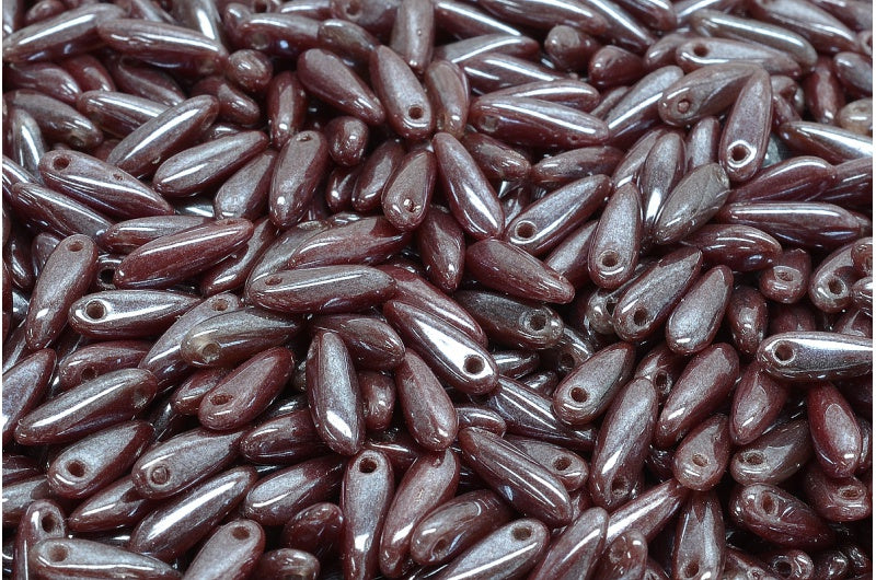 ダガービーズ、不透明レッドヘマタイト(93220-14400)、ガラス、チェコ共和国