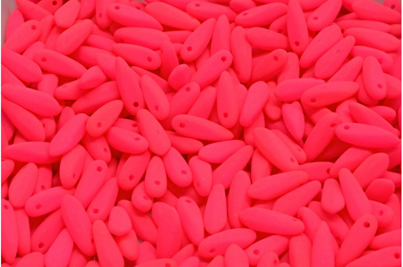 ダガービーズ、ホワイトネオンピンク(02010-25123)、ガラス、チェコ共和国