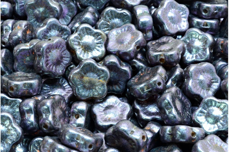 日落花珠,R0239 紫棕色光泽斑点 (R0239-65329),玻璃,捷克共和国