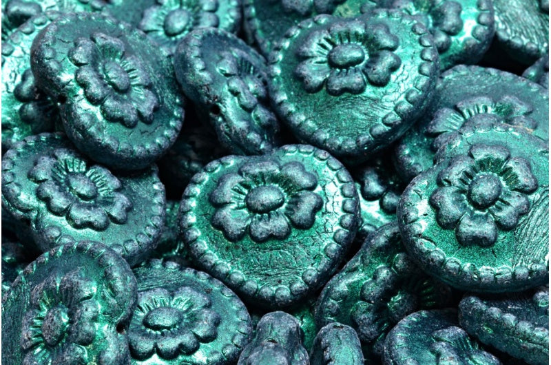 ハートビーズ(バラ付き)、ブラック 79209 (23980-79209)、ガラス、チェコ共和国