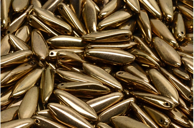 ダガービーズ、ブラックブラス(23980-90215)、ガラス、チェコ共和国