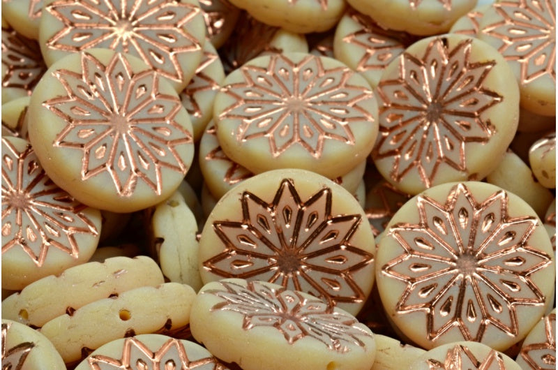 Origami Flower Beads, Beige 27103 Matte (11111-27103-84100), Glass, Czech Republic