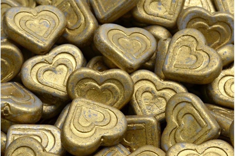 ハートインハートビーズ、ホワイト 4302 (02010-04302)、ガラス、チェコ共和国