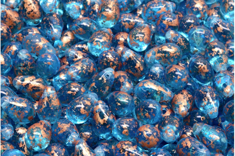 ドロップビーズ、透明アクア 94402 (60020-94402)、ガラス、チェコ共和国