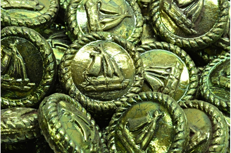 ボートメダリオン、ブラックラスターレッドフルコーティング(23980-14495)、ガラス、チェコ共和国