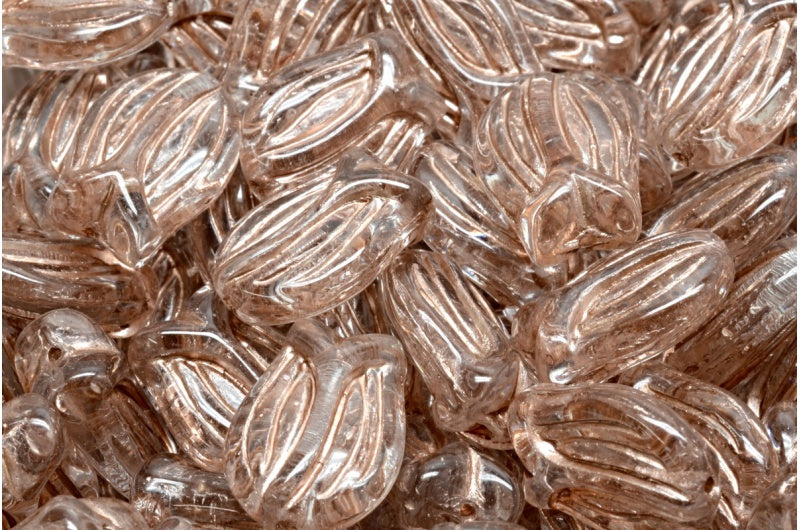 ミニチューリップビーズ、クリスタル銅張り(00030-54324)、ガラス、チェコ共和国