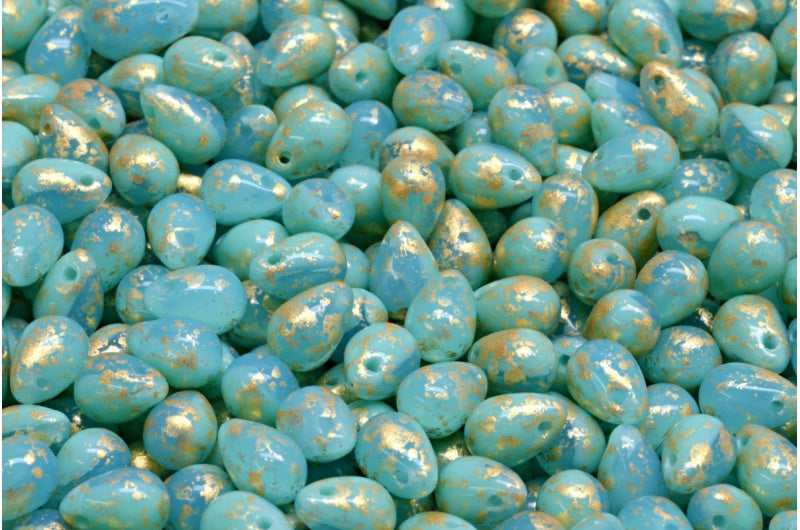 ドロップビーズ、M6361 ゴールドスプラッシュ(M6361-94401)、ガラス、チェコ共和国