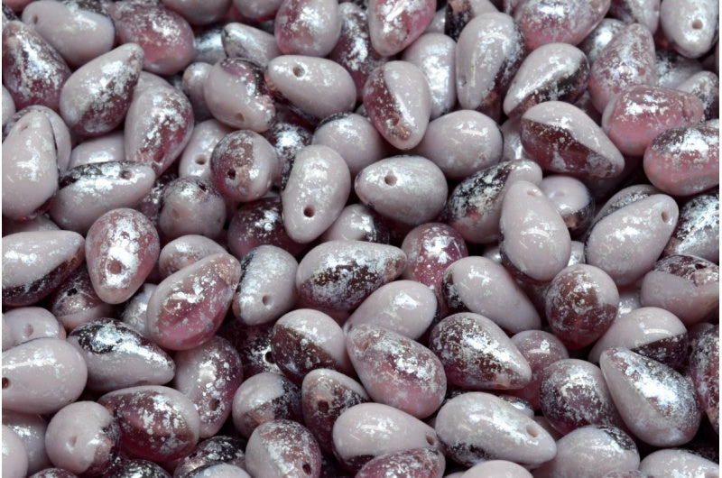 ドロップビーズ、M2623 シルバースプラッシュ(M2623-94400)、ガラス、チェコ共和国