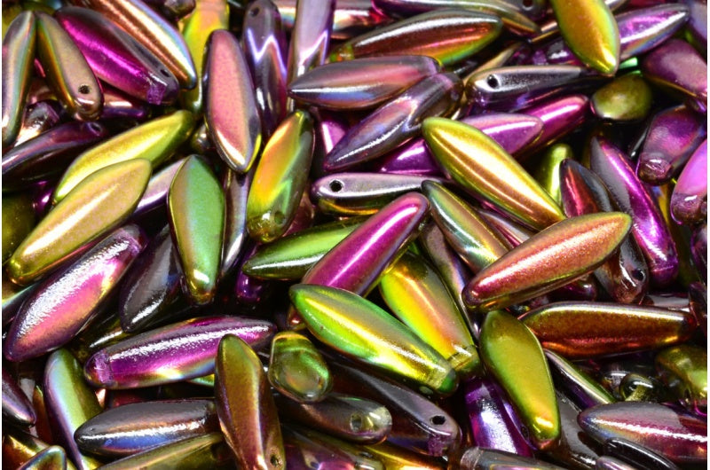 ダガービーズ、クリスタルグリーンパープル(00030-95000)、ガラス、チェコ共和国