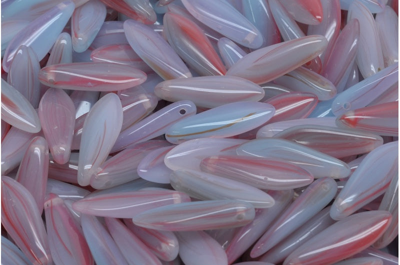 匕首珠,蛋白石粉色蓝色 (71010-63000),玻璃,捷克共和国