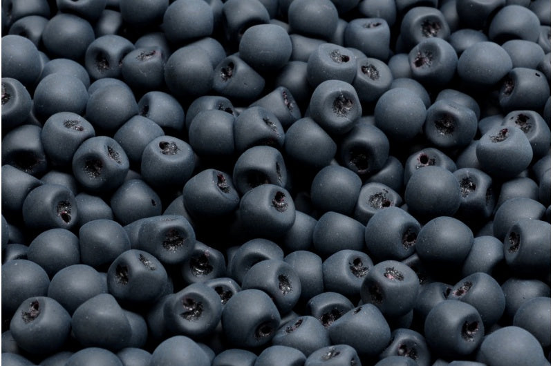 Mushroom Button Beads, Black Matte (23980-84100), Glass, Czech Republic