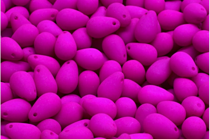 ドロップビーズ、ホワイトネオンダークパープル(02010-25125)、ガラス、チェコ共和国