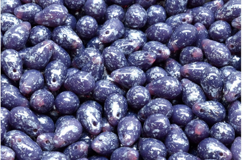 ドロップビーズ、21010 シルバースプラッシュ (21010-94400)、ガラス、チェコ共和国