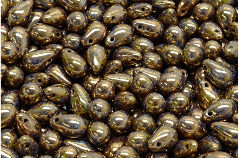 ドロップビーズ、グリーン 15696 (53420-15696)、ガラス、チェコ共和国