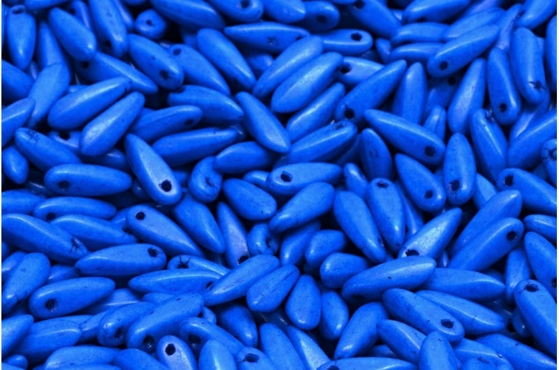 Dagger beads, White Opal Sapphire White Lined (02020-35036), Glass, Czech Republic